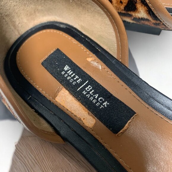 White House Black Market Rhys Leopard Print D'Orsay Leather Ballet Flats Sz 8.5 - Picture 4 of 10